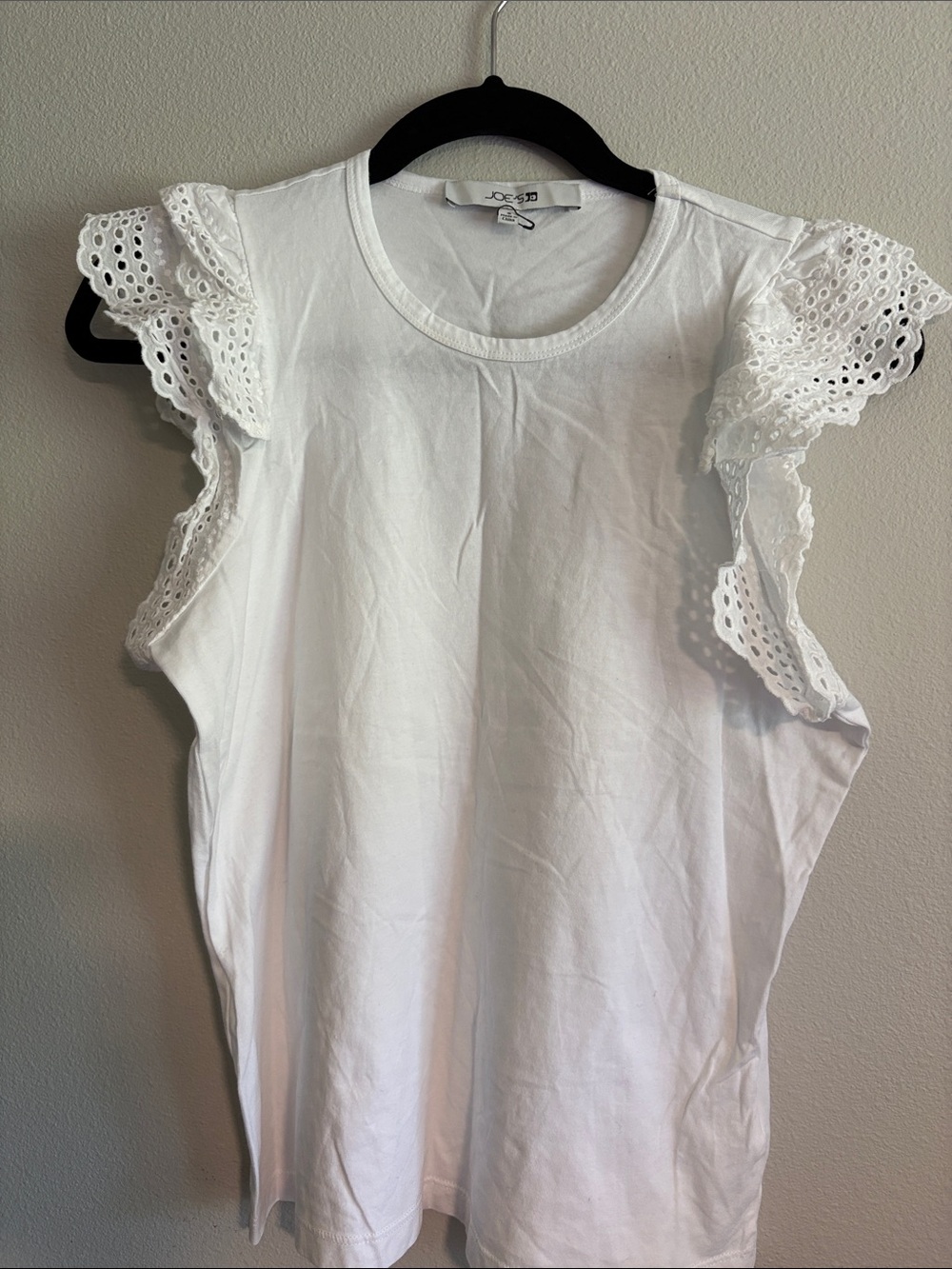 Joe's Jeans White Eyelet Flutter Sleeve Tank Top